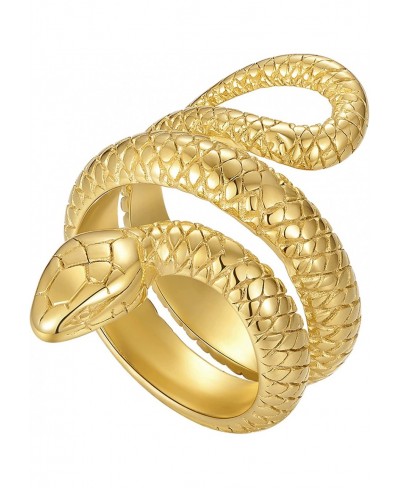 Statement Snake Shape Finger Ring Stainless Steel 18K Gold Plated Punk Rings for Women Men Size 6/7/8 $15.25 Statement