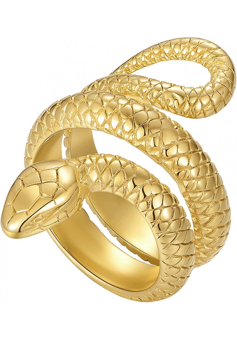 Statement Snake Shape Finger Ring Stainless Steel 18K Gold Plated Punk Rings for Women Men Size 6/7/8 $15.25 Statement