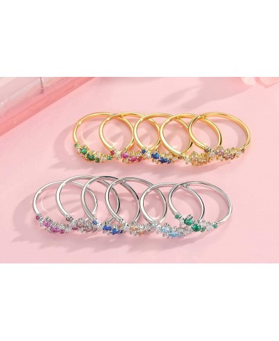 Platinum Plating Stackable Rings Valentine's Gift for Women $16.52 Stacking