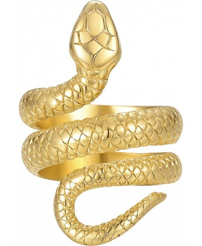 Statement Snake Shape Finger Ring Stainless Steel 18K Gold Plated Punk Rings for Women Men Size 6/7/8 $15.25 Statement