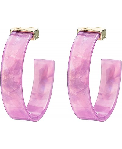 Bohemian Boho Acrylic Hoop Earrings for Women – Acetate Lucite Resin Hoop Earrings – Beautiful Marbleized Colors - Lightweigh...