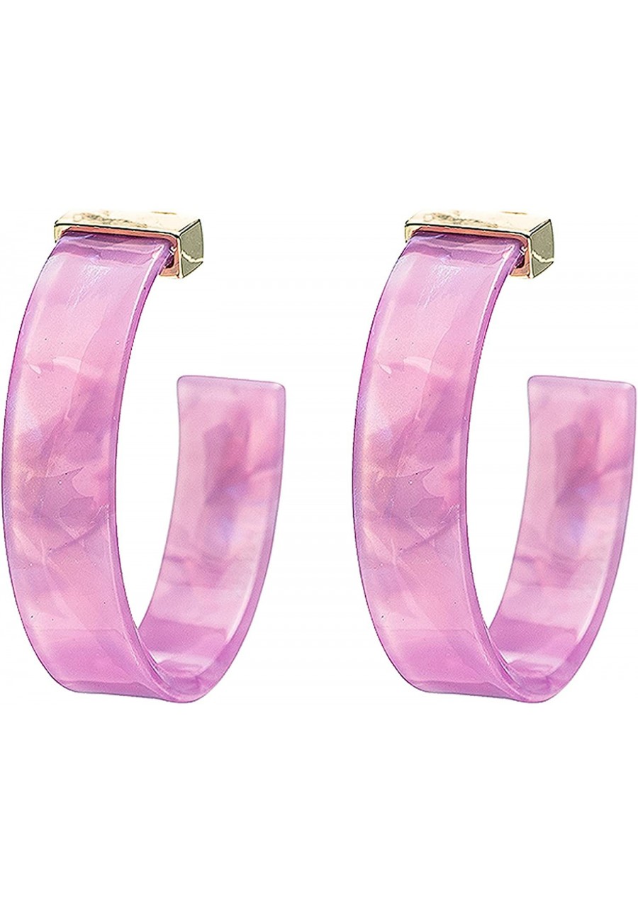 Bohemian Boho Acrylic Hoop Earrings for Women – Acetate Lucite Resin Hoop Earrings – Beautiful Marbleized Colors - Lightweigh...