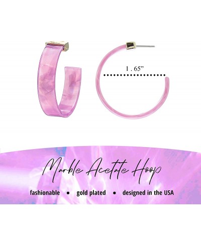 Bohemian Boho Acrylic Hoop Earrings for Women – Acetate Lucite Resin Hoop Earrings – Beautiful Marbleized Colors - Lightweigh...