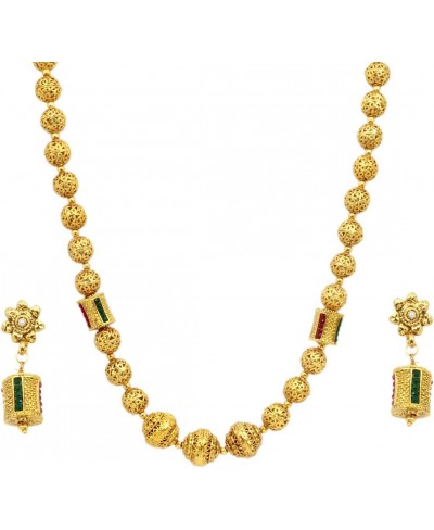 Indian Traditional Wedding Gold Plated Ethnic Green Temple Mala Necklace Earring Set Women South Indian Jewelry $23.64 Jewelr...