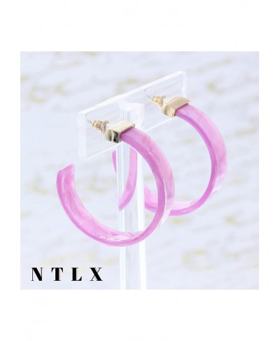 Bohemian Boho Acrylic Hoop Earrings for Women – Acetate Lucite Resin Hoop Earrings – Beautiful Marbleized Colors - Lightweigh...