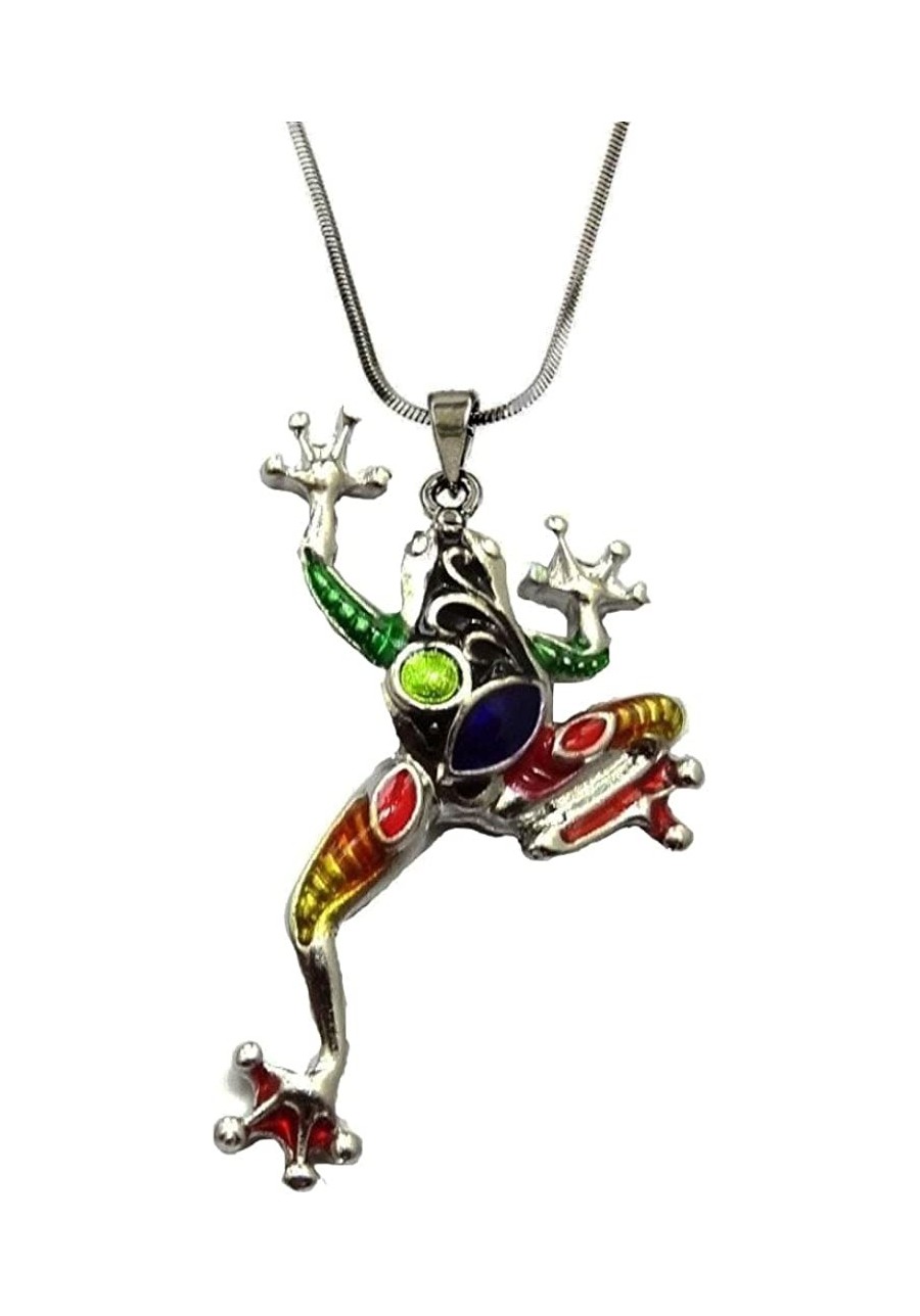 Silver Tone Unique Design Frog Pendant Necklace 21" Chain Gift Boxed Fashion Jewelry $19.57 Pendants & Coins