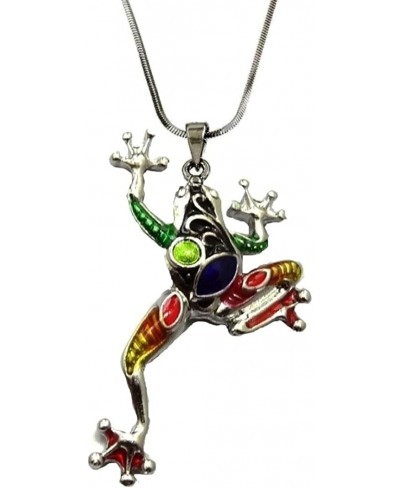 Silver Tone Unique Design Frog Pendant Necklace 21" Chain Gift Boxed Fashion Jewelry $19.57 Pendants & Coins