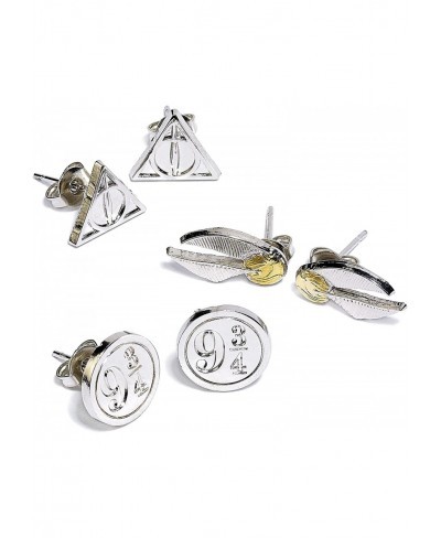 Official Stud Earring Set of 3 - Deathly Hallows/Golden Snitch/Platform 9 3/4 $11.13 Stud