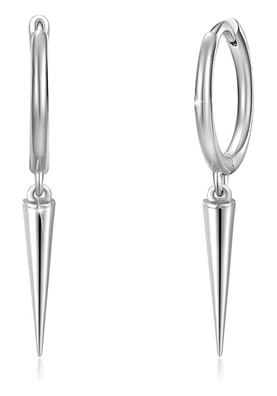 925 Sterling Silver 18K Gold Plated Huggie Earrings for Women Dangle Geometric Triangle Cone Dainty Spike Hoop Earrings $20.3...