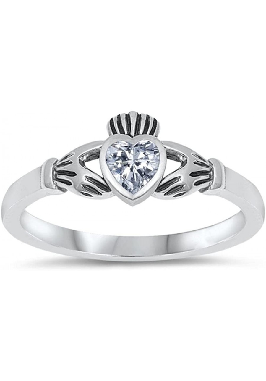 Sterling Silver Claddagh Heart Promise Ring $16.15 Bands