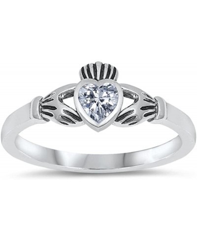 Sterling Silver Claddagh Heart Promise Ring $16.15 Bands