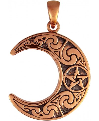 Copper Horned Moon Crescent Pentacle Pendant 1 Inch Diameter $21.69 Pendants & Coins