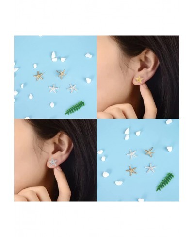 Starfish Earrings for Girls Gold Stud Starfish Earring Starfish Post Earrings for Women $14.92 Stud