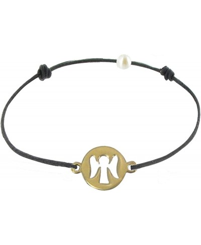 Gold Plated Angel Medal Bracelet on Waxed Cord - Classics $23.45 Link