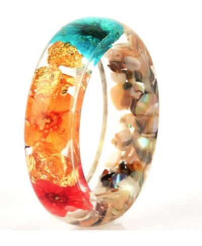 Transparent Acrylic Resin Dry Flower Candy Color Wedding Band Party Ring $8.53 Bands