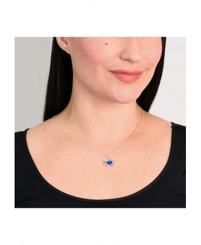 Sterling Lapis Gemstone Fox Pendant Snake Chain Necklace 18 inch $52.73 Pendant Necklaces