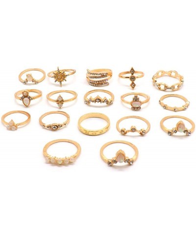 13-17 Pcs Boho Stackable Knuckle Rings Set Gold Crystal Stacking Joint Midi Ring Set Geometric Letter Sunflower Engraved Ring...