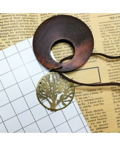 Tree of Life Pendant Necklace Long Leather Chain Statement Wooden Necklace for Women Girls Vintage Wood Jewelry $8.07 Pendant...