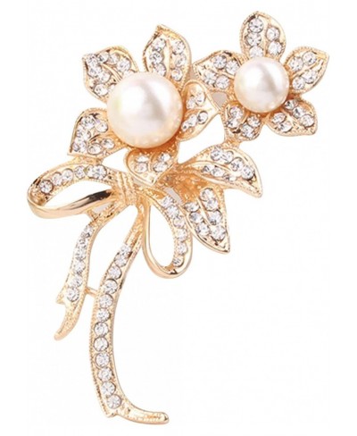 Hsakess Flower Brooch Pins Corsage Simulated Pearl Crystal Bowknot Clip Pin Wedding Brooch Bouquet for Ladies Women $8.38 Bro...