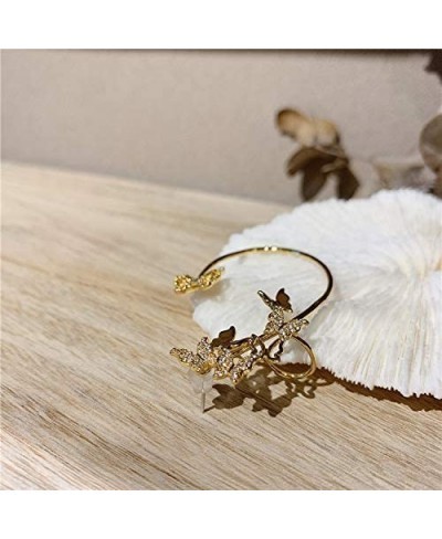 Gold Multiple Butterfly Shaped Ear Clips for Woman Girl 3D Butterfly CZ Crawler Wrap Cuffs Earrings Full Rhinestone Butterfly...