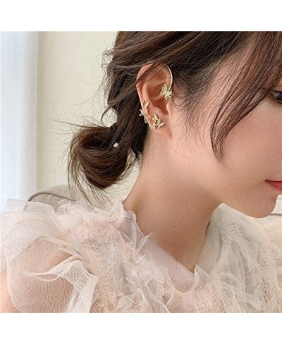 Gold Multiple Butterfly Shaped Ear Clips for Woman Girl 3D Butterfly CZ Crawler Wrap Cuffs Earrings Full Rhinestone Butterfly...