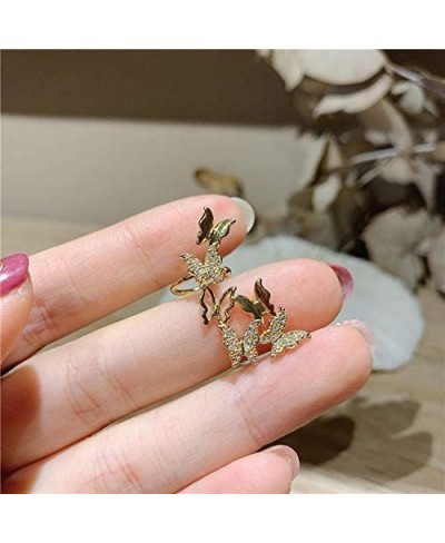 Gold Multiple Butterfly Shaped Ear Clips for Woman Girl 3D Butterfly CZ Crawler Wrap Cuffs Earrings Full Rhinestone Butterfly...