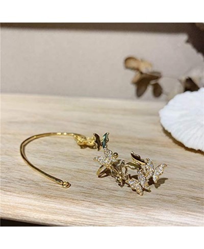 Gold Multiple Butterfly Shaped Ear Clips for Woman Girl 3D Butterfly CZ Crawler Wrap Cuffs Earrings Full Rhinestone Butterfly...