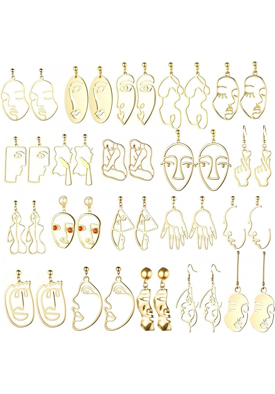 20 Pair Human Face Abstract Design Earrings Face Hand Earrings Hollow Hand Shaped Geometric Earrings $21.58 Drop & Dangle