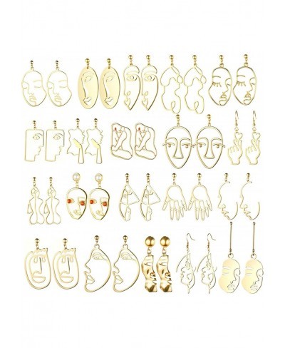 20 Pair Human Face Abstract Design Earrings Face Hand Earrings Hollow Hand Shaped Geometric Earrings $21.58 Drop & Dangle