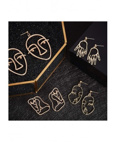 20 Pair Human Face Abstract Design Earrings Face Hand Earrings Hollow Hand Shaped Geometric Earrings $21.58 Drop & Dangle