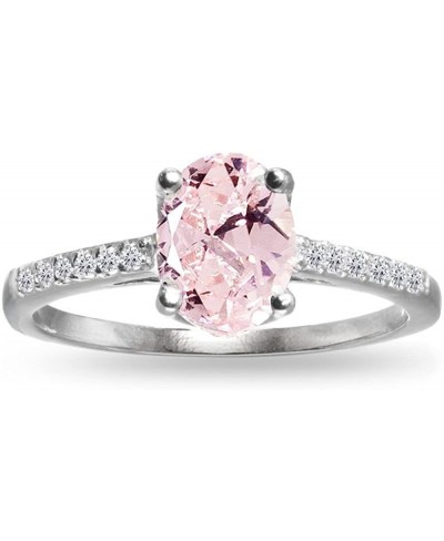 Sterling Silver Simulated Morganite and White Topaz Oval Crown Ring Size 10 $23.35 Statement