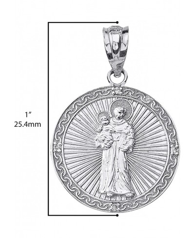 .925 Sterling Silver Cubic Zirconia 1” Saint Anthony Pray for Us Round Engravable Pendant Necklace $15.84 Pendant Necklaces