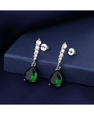 Emerald Crystal Dangle Earrings 925 Sterling Silver Green AAA CZ Zircon Waterdrop Stud Earrings Jewelry For Women Wedding Par...