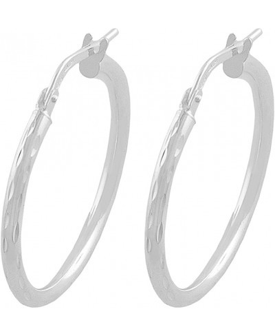 Sterling Silver 2x20 mm Round Diamond-cut Hoop Earrings $19.41 Hoop