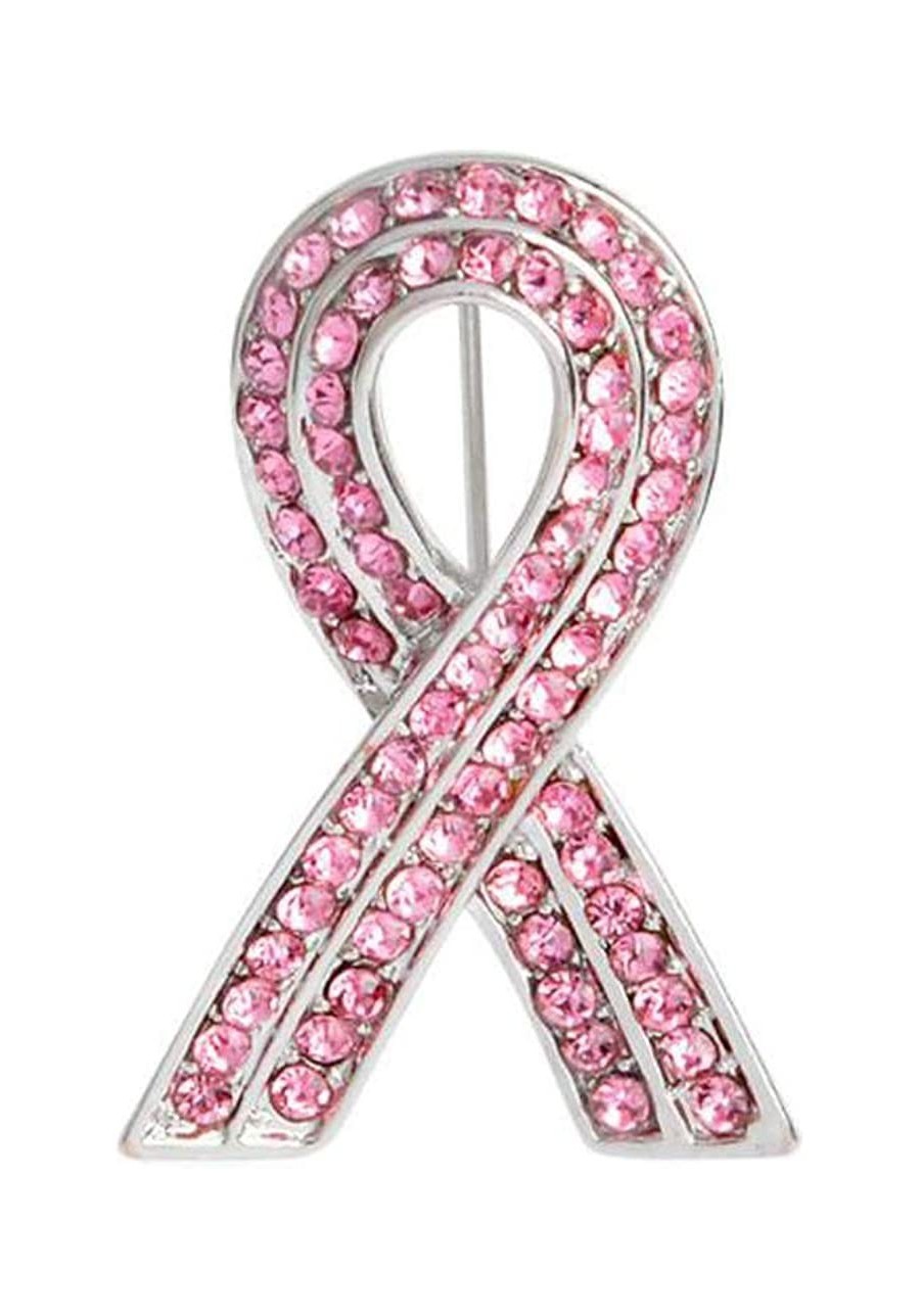 Pink Full Rhinestone Ribbon Breast Cancer Awareness Lapel Brooch and Pins Badge $12.80 Brooches & Pins