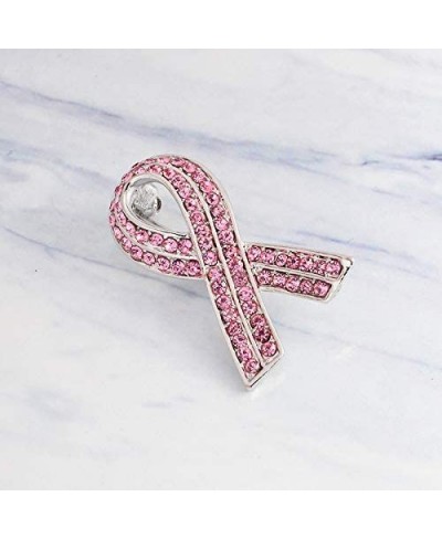 Pink Full Rhinestone Ribbon Breast Cancer Awareness Lapel Brooch and Pins Badge $12.80 Brooches & Pins