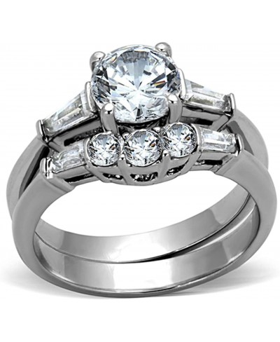 1.95 CT ROUND CUT AAA CZ STAINLESS STEEL WEDDING RING SET WOMEN'S SIZE 5-10 $28.18 Bridal Sets