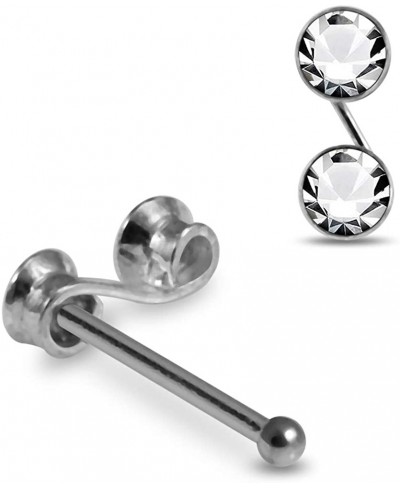 Jeweled S Shape Top 22 Gauge 925 Sterling Silver Ball End Nose Stud Nose Piercing $11.08 Piercing Jewelry