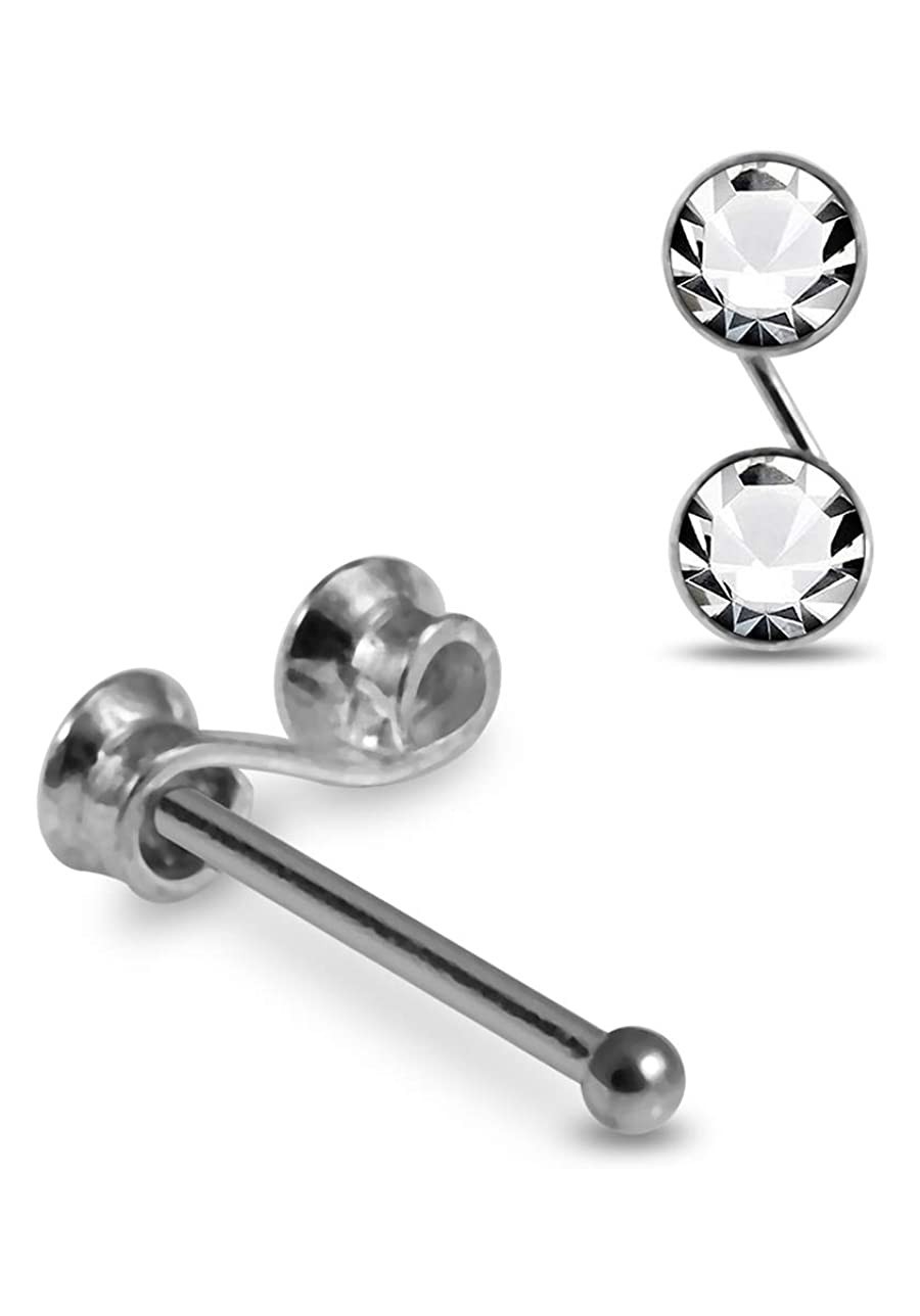 Jeweled S Shape Top 22 Gauge 925 Sterling Silver Ball End Nose Stud Nose Piercing $11.08 Piercing Jewelry