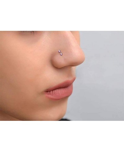 Jeweled S Shape Top 22 Gauge 925 Sterling Silver Ball End Nose Stud Nose Piercing $11.08 Piercing Jewelry