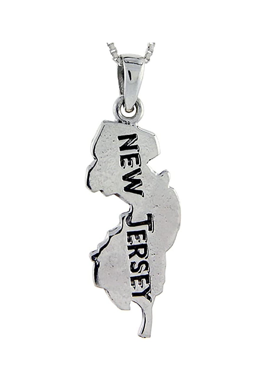 Sterling Silver New Jersey State Map Pendant 1 3/4 inch Tall $26.62 Pendants & Coins