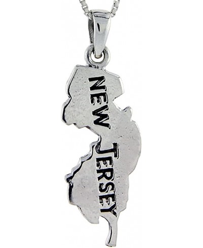 Sterling Silver New Jersey State Map Pendant 1 3/4 inch Tall $26.62 Pendants & Coins