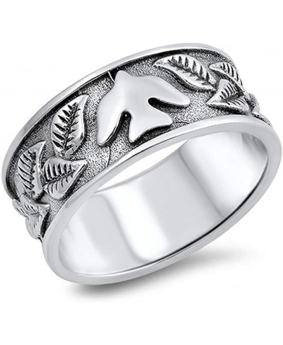 Oxidized Dove Leaf Christian Savior Ring New 925 Sterling Silver Band Sizes 7-12 $19.33 Bands