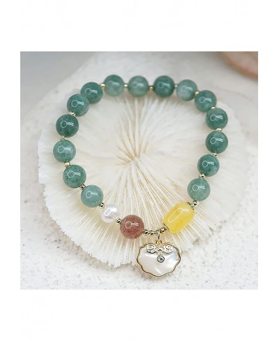 Feng Shui Wealth Bracelet Natural Seashell Long-Life Lock Beaded Jade Bangle Chakra Healing Crystal Bracelet Green Jade Amule...