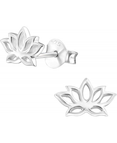 Hypoallergenic 925 Sterling Silver Tiny Lotus Flower Stud Earrings for Women $11.04 Stud