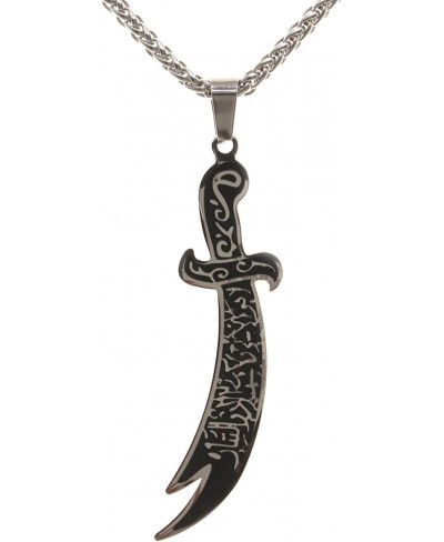 Engraved Silver PT Imam Ali Sword Dhul-Fiqar Necklace Islamic Islam Muslim Gift $17.95 Pendants & Coins