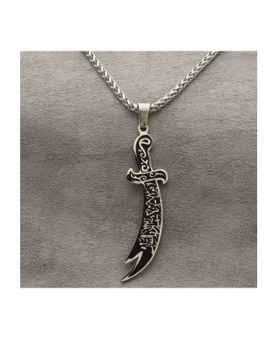 Engraved Silver PT Imam Ali Sword Dhul-Fiqar Necklace Islamic Islam Muslim Gift $17.95 Pendants & Coins