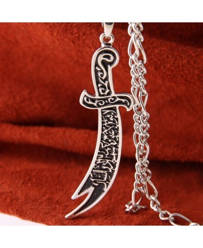 Engraved Silver PT Imam Ali Sword Dhul-Fiqar Necklace Islamic Islam Muslim Gift $17.95 Pendants & Coins