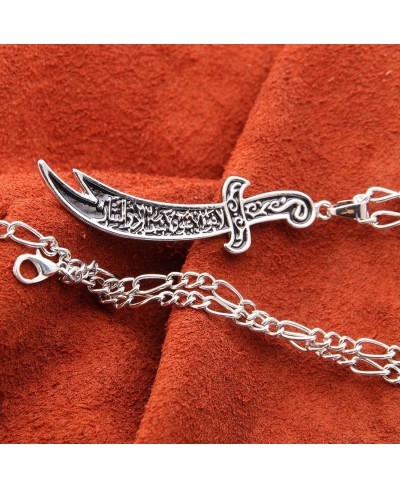 Engraved Silver PT Imam Ali Sword Dhul-Fiqar Necklace Islamic Islam Muslim Gift $17.95 Pendants & Coins