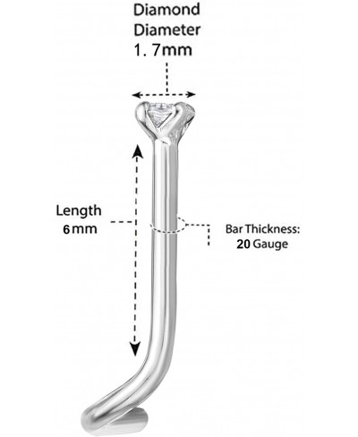 0.01 to 0.07 Carat Lab Grown Diamond Curved Screw Nose Ring in 14k White or Yellow Gold (D-E VVS1-VVS2 to I2-I3 cttw) 20 Gaug...